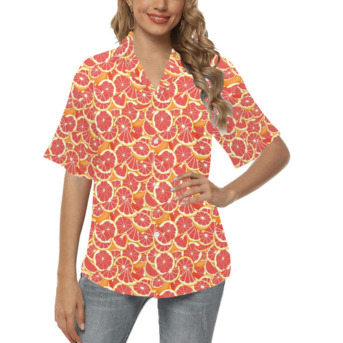 Tropical grapefruit pattern Women's All Over Print Hawaiian Shirt