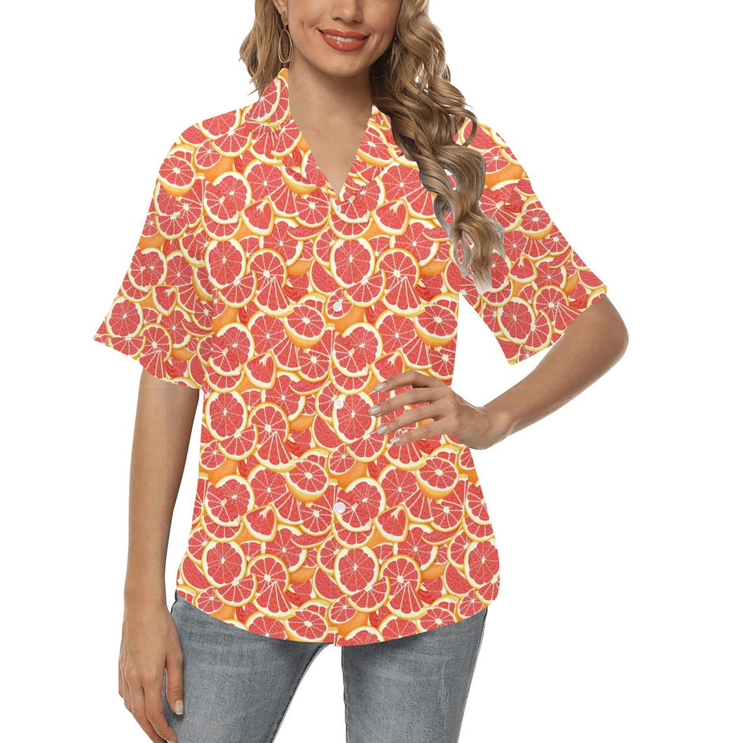 Tropical grapefruit pattern Women's All Over Print Hawaiian Shirt