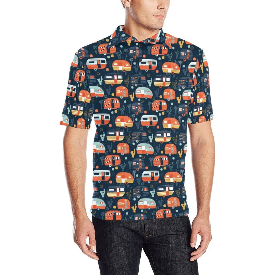 Camper Van Pattern Print Design 05 Men's All Over Print Polo Shirt
