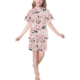 Cows milk product pink background Kids' Boys' Girls' V-Neck Short Pajama Set