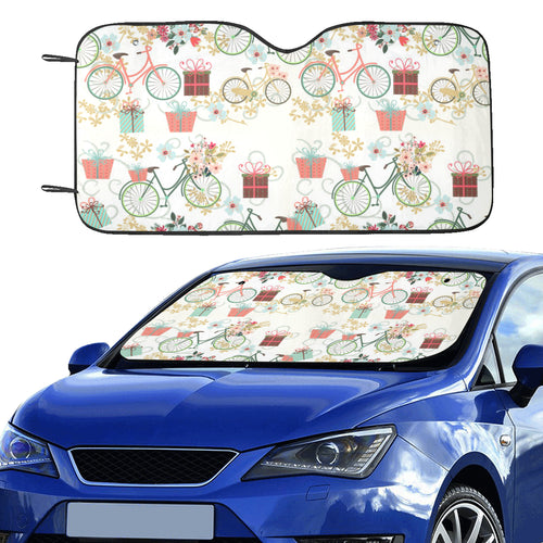 Bicycle Pattern Print Design 05 Car Sun Shade