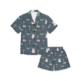 windmill tree pattern Kids' Boys' Girls' V-Neck Short Pajama Set