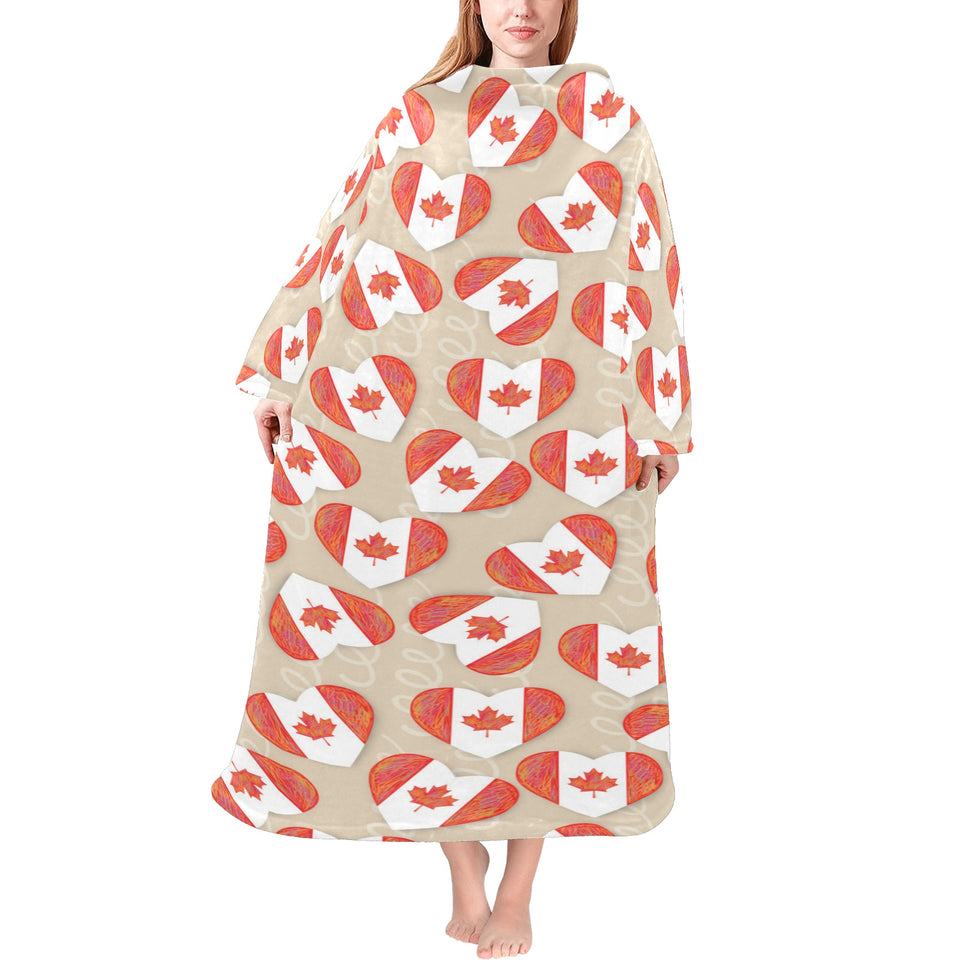 Canada Pattern Print Design 01 Blanket Robe with Sleeves