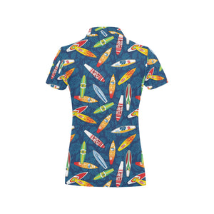 Surfboard Pattern Print Design 01 Women's All Over Print Polo Shirt