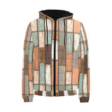 Wood Printed Pattern Print Design 02 Men's Padded Hooded Jacket