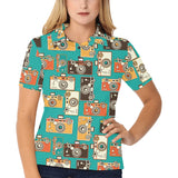 Camera Pattern Print Design 03 Women's All Over Print Polo Shirt