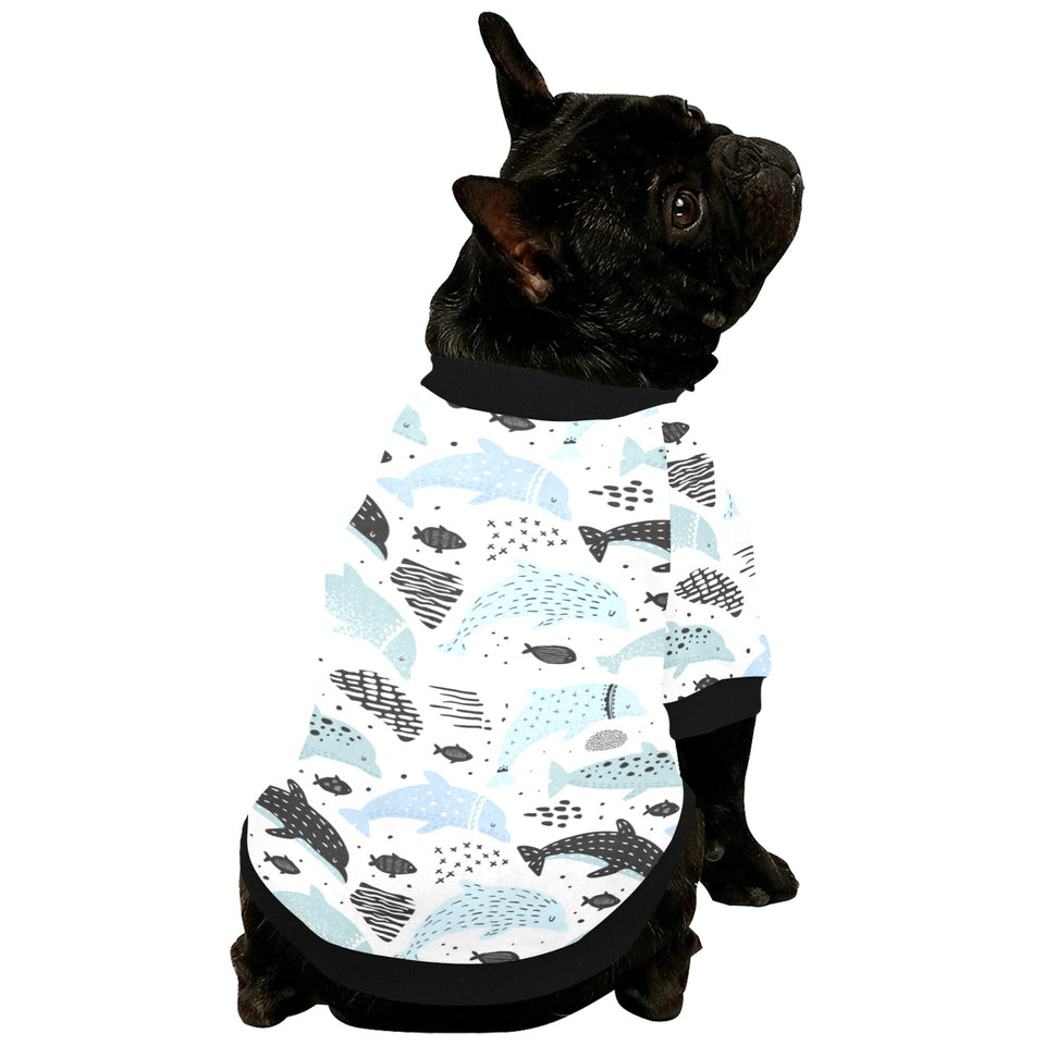 Cute dolphins Childish Style pattern All Over Print Pet Dog Round Neck Fuzzy Shirt