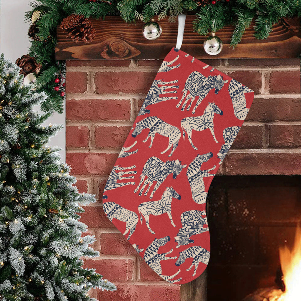 Zebra abstract red background Christmas Stocking