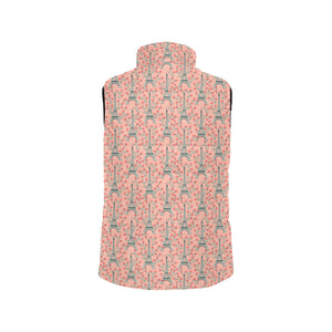 Eiffel Tower Flower Pattern Design 03 Women's Padded Vest