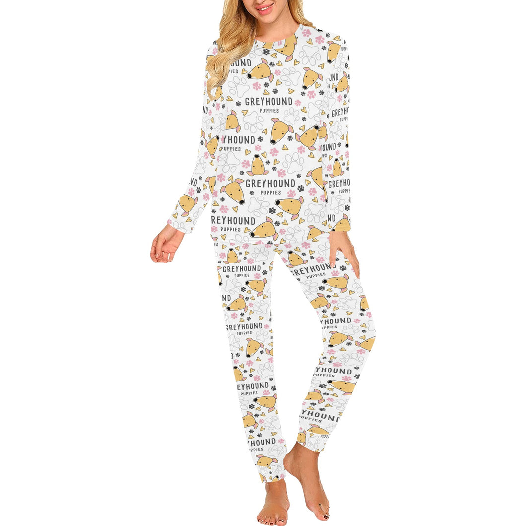 Greyhound Pattern Print Design 03 Women's All Over Print Pajama Set