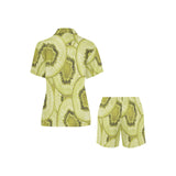 Sliced kiwi pattern Women's V-Neck Short Pajama Set