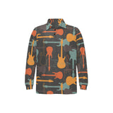 electric guitars pattern Men's Long Sleeve Polo Shirt