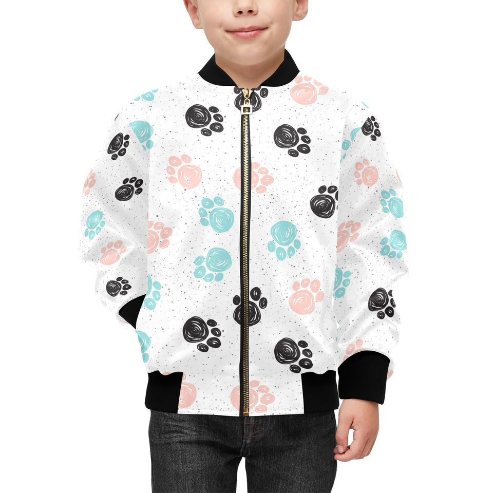 Dog Paws Pattern Print Design 04 Kids' Boys' Girls' Bomber Jacket
