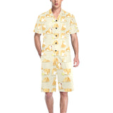 Cute fat shiba inu dog pattern Men's V-Neck Short Pajama Set