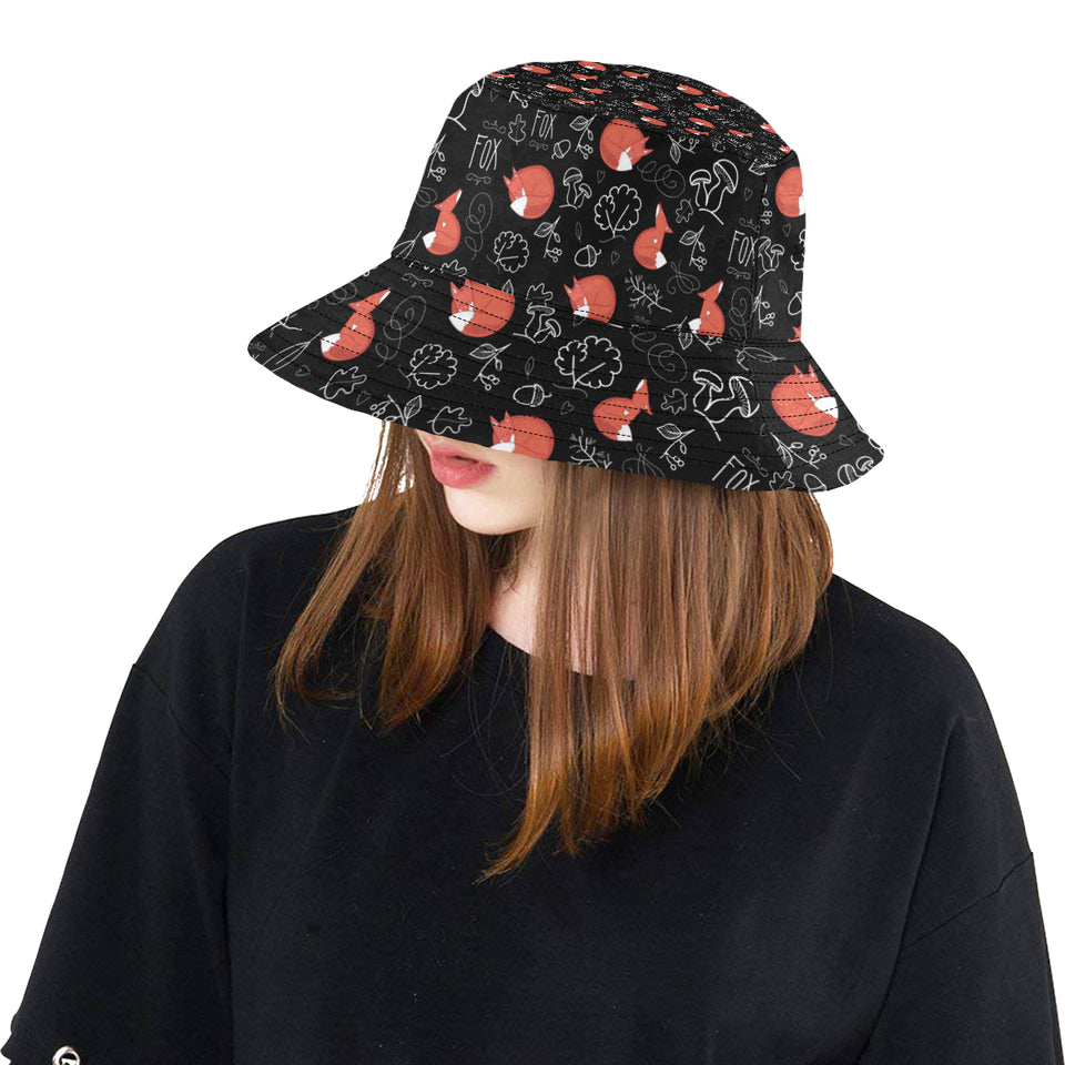 fox sleeping fox pattern Unisex Bucket Hat