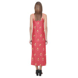 strawberry texture skin pattern V-Neck Open Fork Long Dress