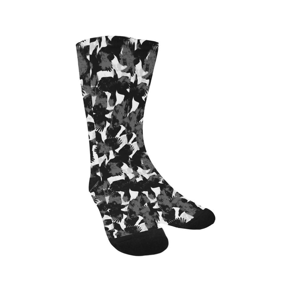 Crow illustration pattern Crew Socks