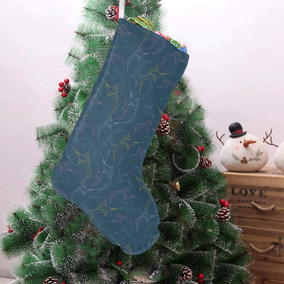 Swordfish Pattern Print Design 02 Christmas Stocking