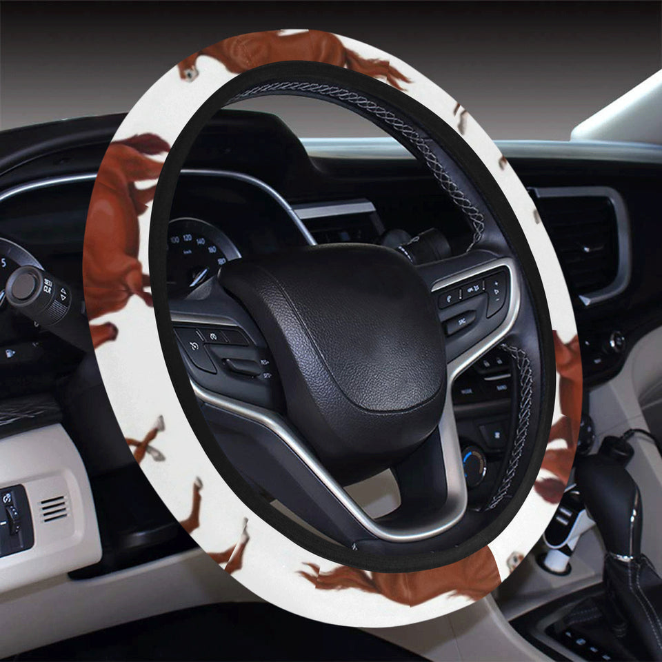 Horses running pattern background Car Steering Wheel Cover