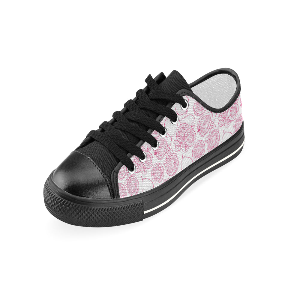 Sketch guava pattern Women's Low Top Canvas Shoes Black