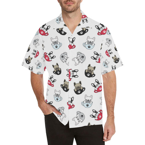 French bulldog cup paw pattern Men's All Over Print Hawaiian Shirt