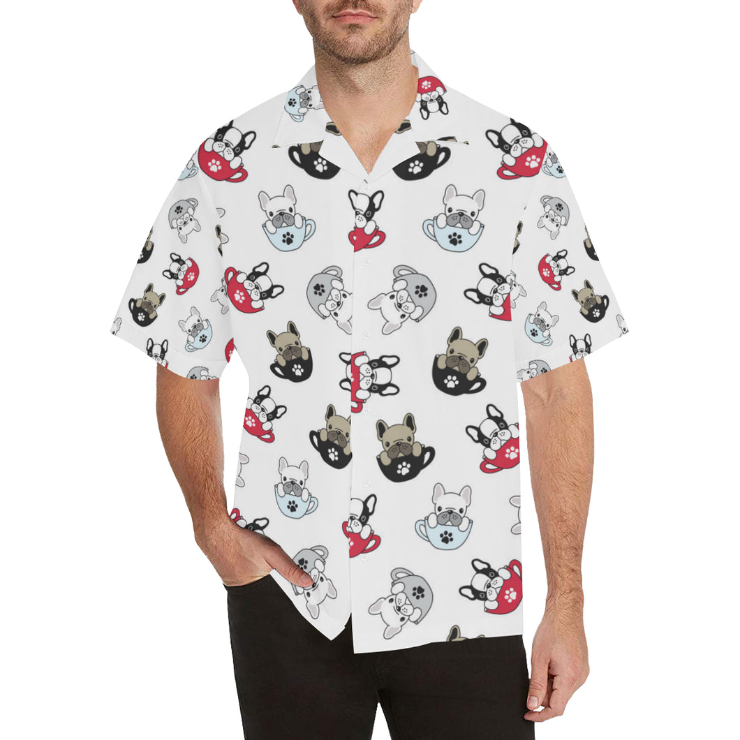 French bulldog cup paw pattern Men's All Over Print Hawaiian Shirt
