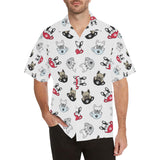 French bulldog cup paw pattern Men's All Over Print Hawaiian Shirt
