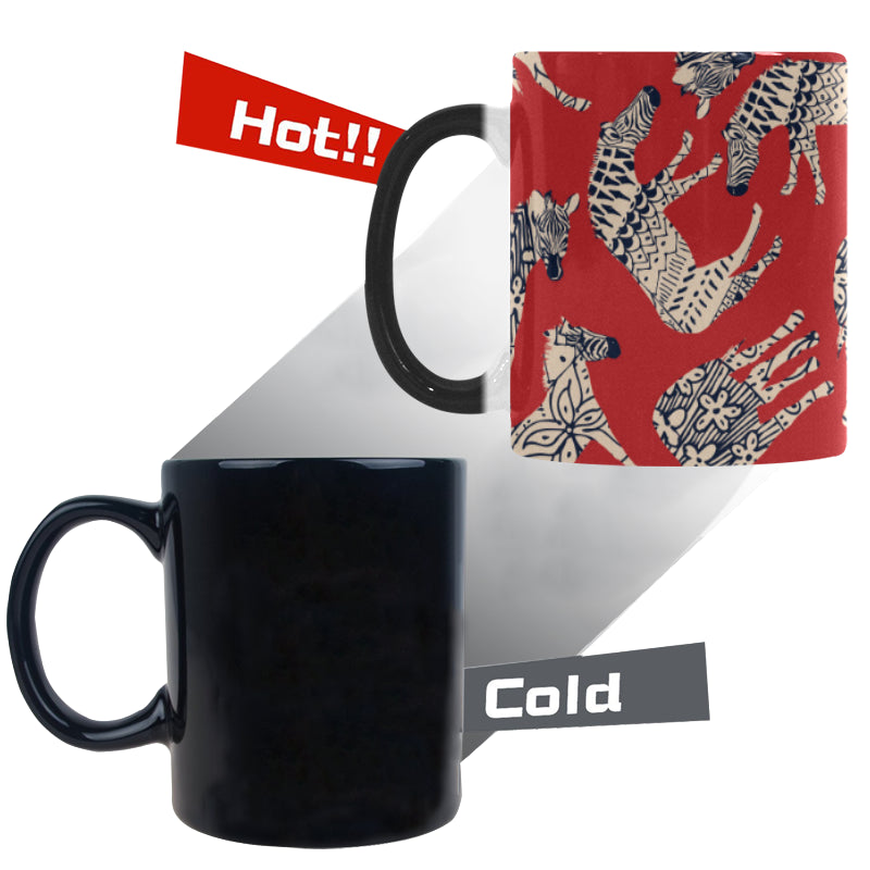 Zebra abstract red background Morphing Mug Heat Changing Mug