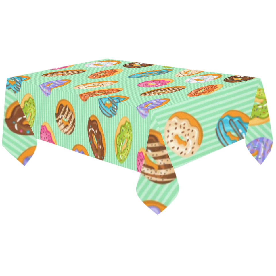 Colorful donut pattern green background Tablecloth