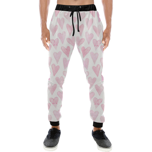 Watercolor pink heart pattern Unisex Casual Sweatpants