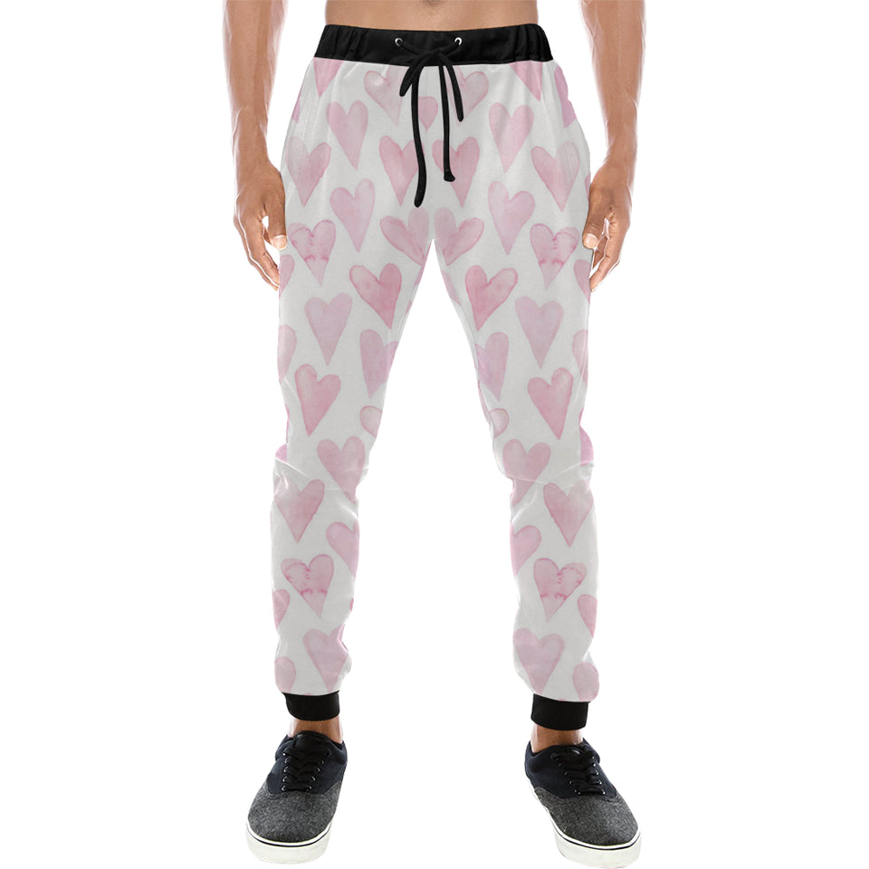 Watercolor pink heart pattern Unisex Casual Sweatpants
