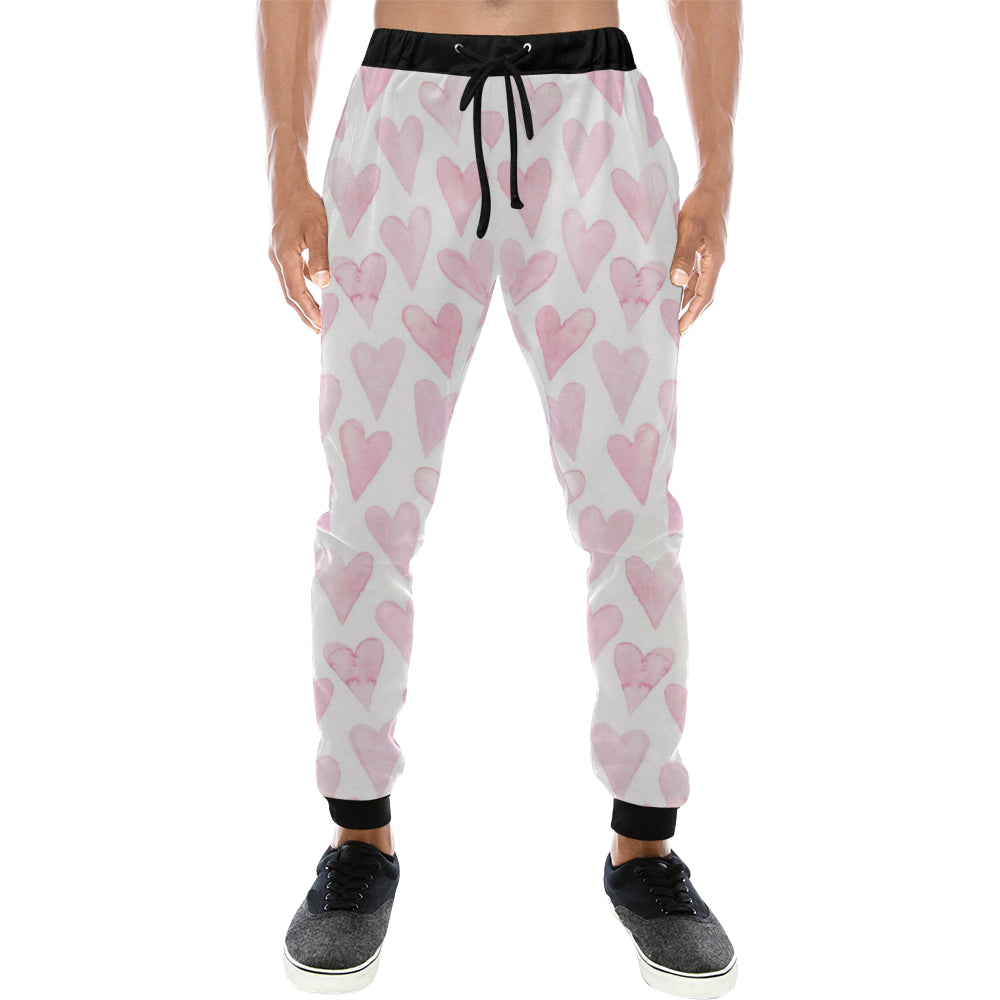 Watercolor pink heart pattern Unisex Casual Sweatpants