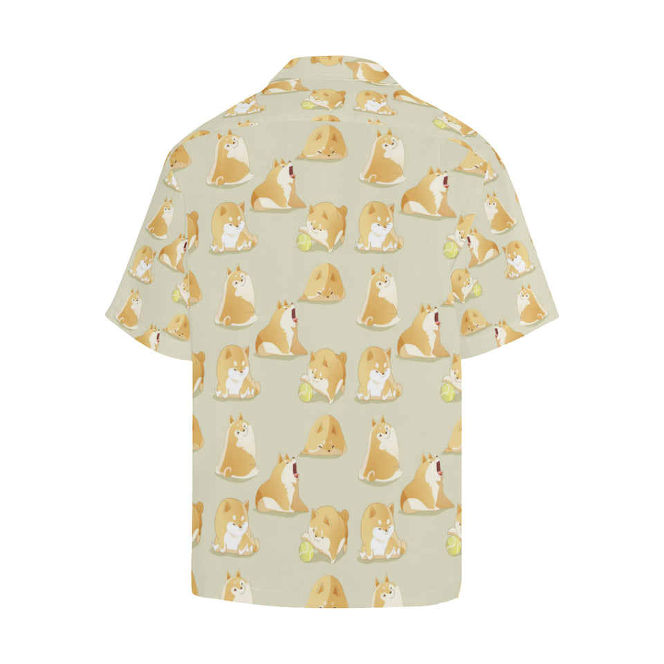Cute fat shiba inu dog pattern Men's All Over Print Hawaiian Shirt