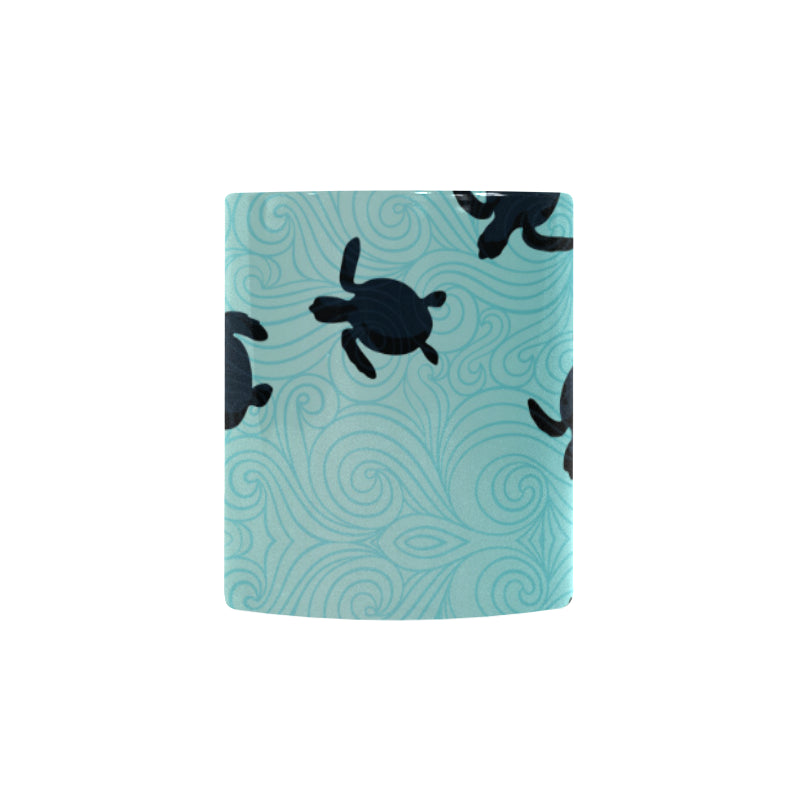 Sea turtle with blue ocean backgroud Morphing Mug Heat Changing Mug