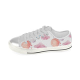 Watercolor air balloon cloud pattern Women's Low Top Canvas Shoes White