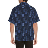 Blue Theme guitar pattern Men's All Over Print Hawaiian Shirt