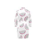 dragon fruit pattern Men's Long Sleeve Belted Night Robe