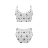 Penguin pattern Chest Bowknot High Waisted Bikini Swimsuit
