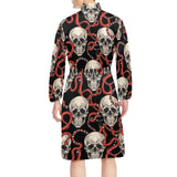 Red snake skull pattern Men's Long Sleeve Belted Night Robe