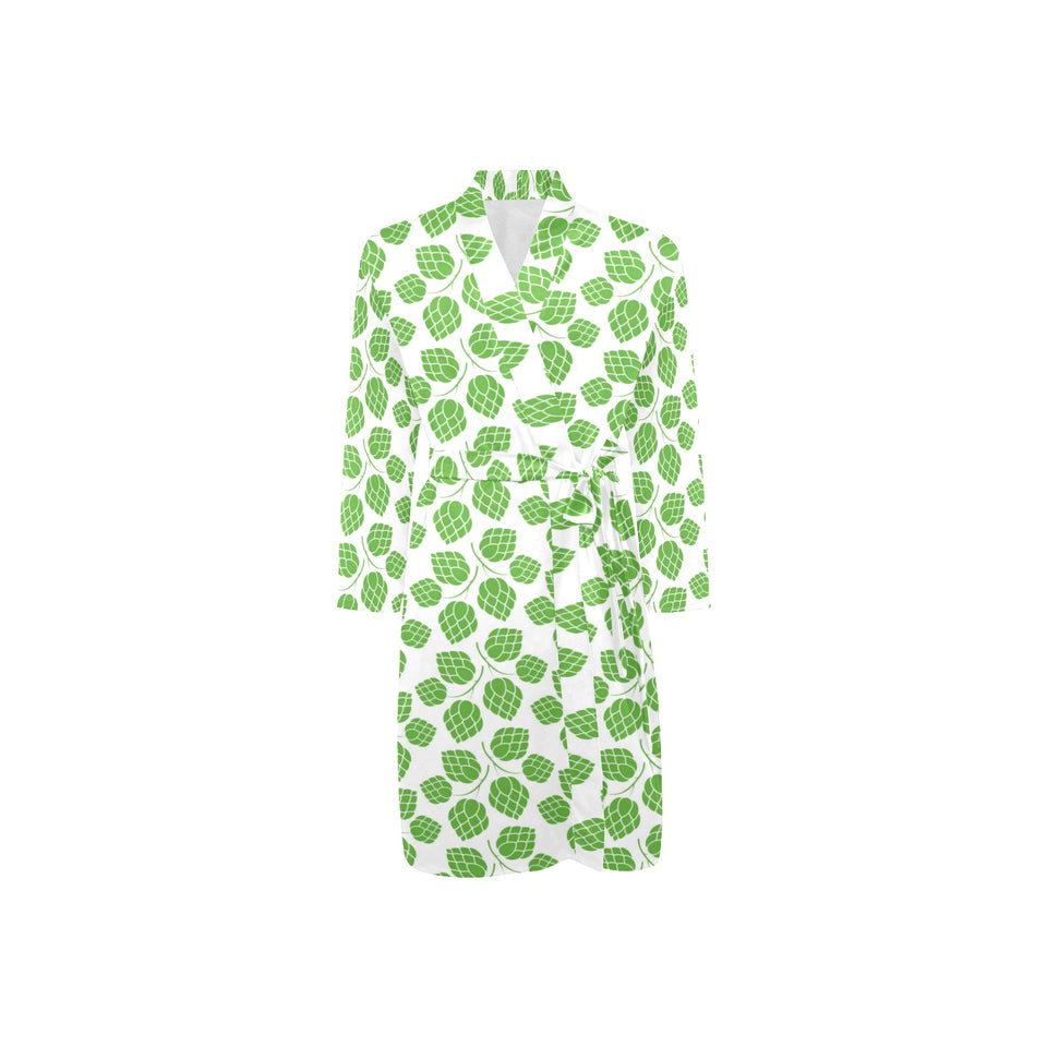 Hop pattern background Men's Long Sleeve Belted Night Robe