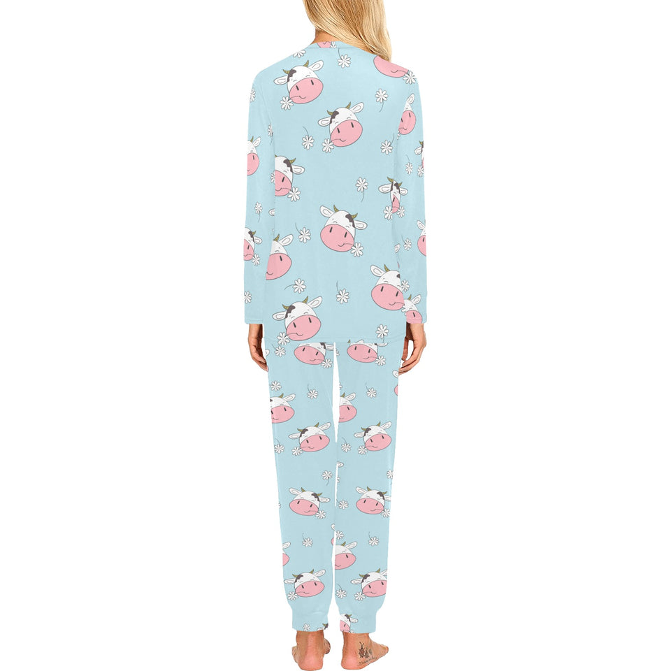 Cute cow flower pattern Women's All Over Print Pajama Set