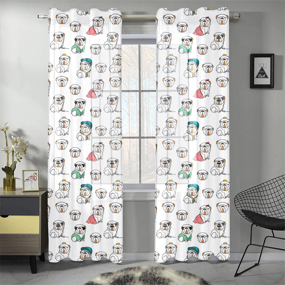 English Bulldog Pattern Print Design 03 Gauze Curtain
