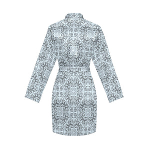 Traditional indian element pattern Women's Long Sleeve Belted Night Robe