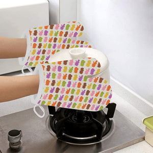 Hippopotamus Pattern Print Design 01 Heat Resistant Oven Mitts