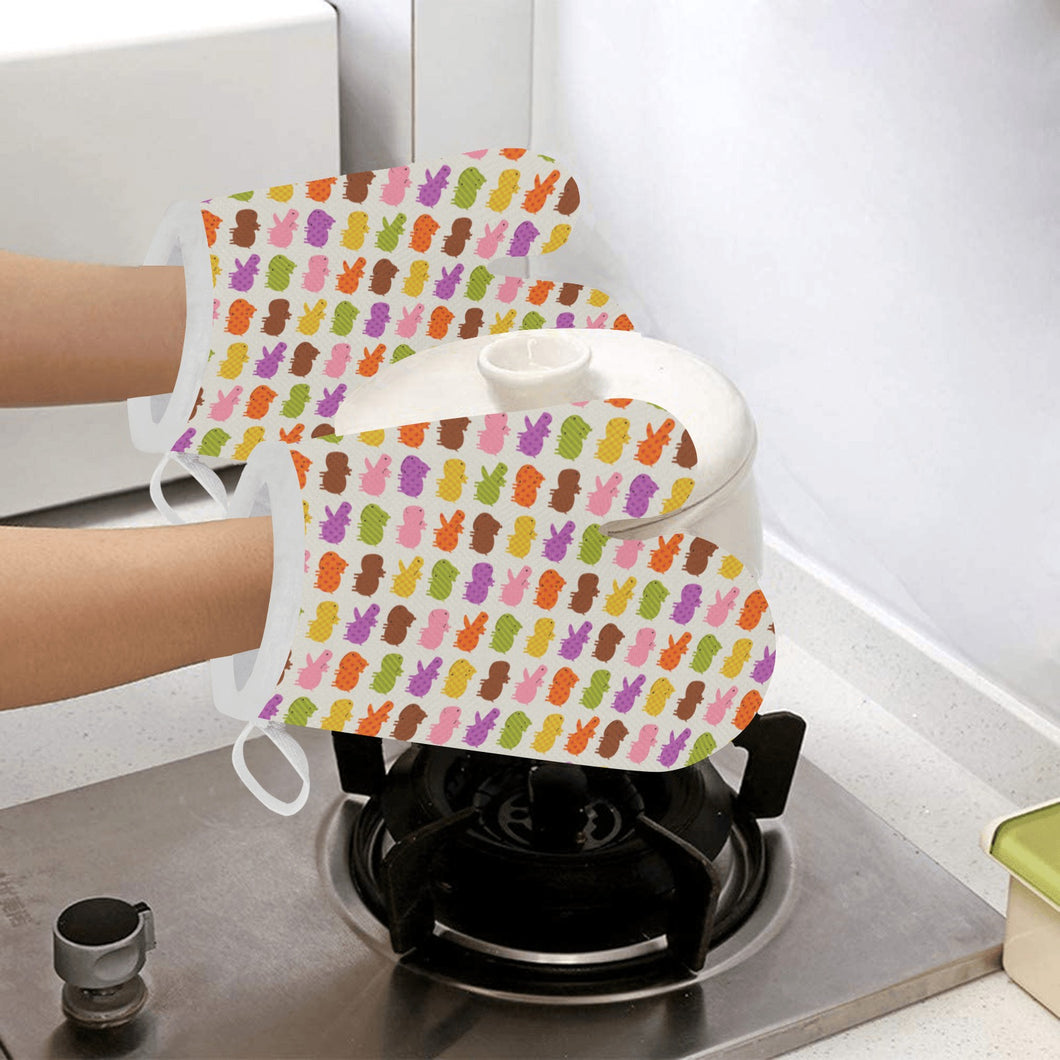 Hippopotamus Pattern Print Design 01 Heat Resistant Oven Mitts