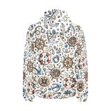 Cute nautical steering wheel anchor pattern Men's Padded Hooded Jacket