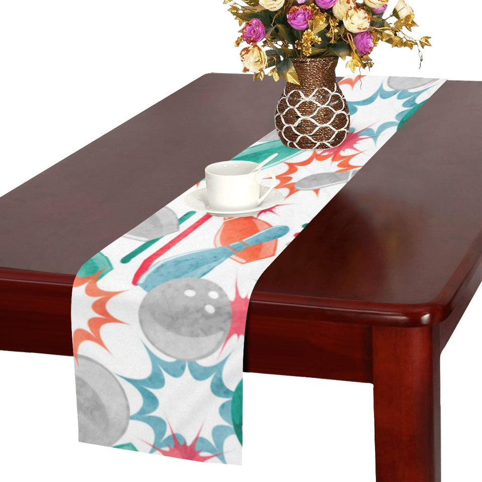 Watercolor bowling pattern Table Runner