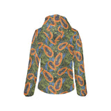 Colorful papaya tropical leaves Women's Padded Hooded Jacket