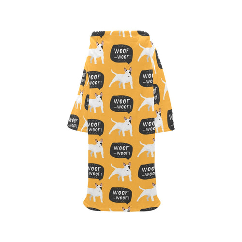 Bull Terrier Pattern Print Design 03 Blanket Robe with Sleeves