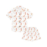 Chihuahua bone paw pattern Kids' Boys' Girls' V-Neck Short Pajama Set